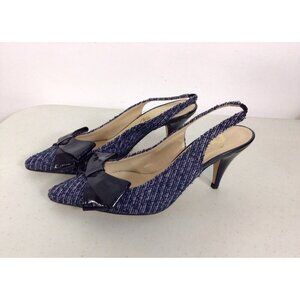 Butter Tweed Pumps Slingback Shoes Kitten Heel Made in Italy Womens 6